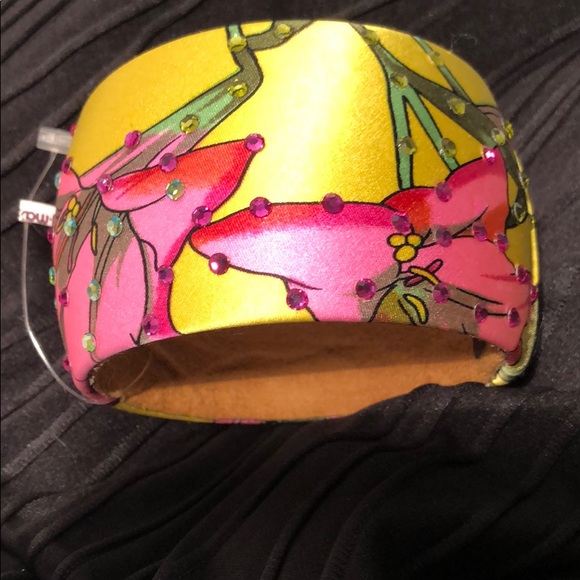 Tasha silk w/ pink rhinestones cuff bracelet